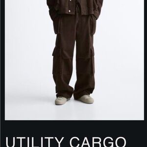 ZARA Men’s Brown Cargo Pants – Baggy Fit – Deep Pockets. Size XL